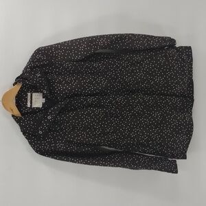 A new day black white polka dot water resistant zip up hooded jacket size XS